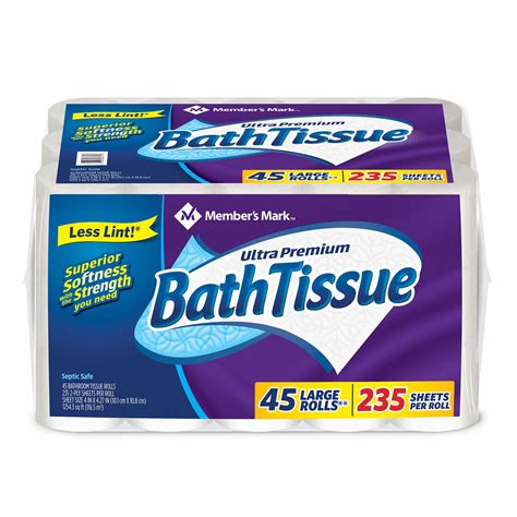Product of <b>Member's</b> <b>Mark</b> <b>Ultra</b> <b>Premium</b> <b>Bath</b> <b>Tissue</b>, 2-Ply Large Roll (235 Sheets, 45 Rolls) - Toilet Paper [Bulk Savings] 45 Count (Pack of 1) 4. . Members mark ultra premium bath tissue
